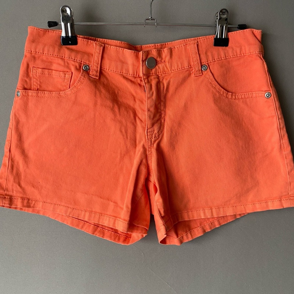 New‎ York & Company Cotton Beachy Tropical 5-Pocket Denim Shorts Size 0 Orange